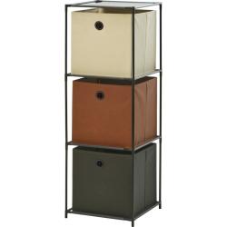 Homestyling Úložný regál 3 patra s boxy textilní 102 cm