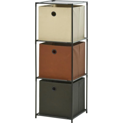 Homestyling Úložný regál 3 patra s boxy textilní 102 cm