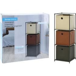 Homestyling Úložný regál 3 patra s boxy textilní 102 cm