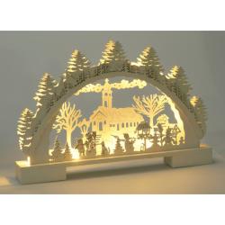 Homestyling Vánoční dekorace s LED osvětlením 41 cm bílá s kostelem