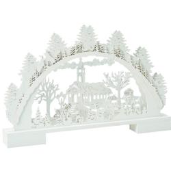 Homestyling Vánoční dekorace s LED osvětlením 41 cm bílá s kostelem