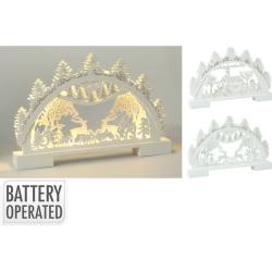 Homestyling Vánoční dekorace s LED osvětlením 41 cm bílá s kostelem