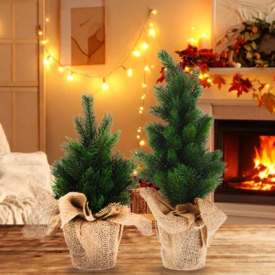 Homestyling Vánoční dekorace stromek v jutovém pytli 30 cm