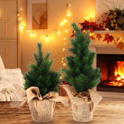 Homestyling Vánoční dekorace stromek v jutovém pytli 45 cm