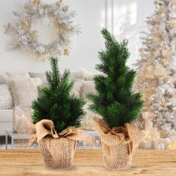 Homestyling Vánoční dekorace stromek v jutovém pytli 45 cm