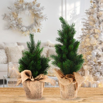 Homestyling Vánoční dekorace stromek v jutovém pytli 45 cm
