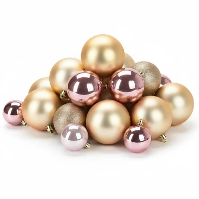 Homestyling Vánoční ozdoby koule sada 26 ks zlatorůžová