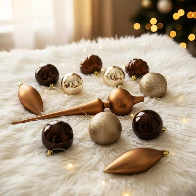 Homestyling Vánoční ozdoby sada 19 ks jantarová