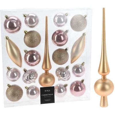 Homestyling Vánoční ozdoby sada 19 ks zlatorůžová