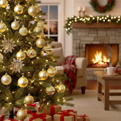 Homestyling Vánoční ozdoby sada 57 ks zlatá
