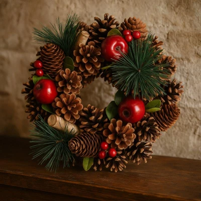 Homestyling Vánoční věnec borovice 25 cm přírodní