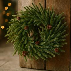 Homestyling Vánoční věnec na dveře či stůl 40 cm matná zelená