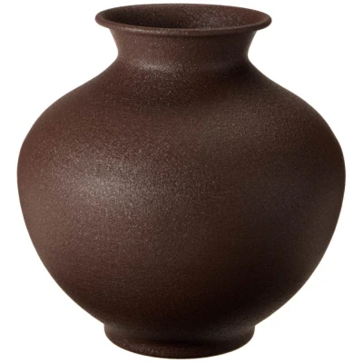 Homestyling Váza kovová 23 cm tmavě hnědá