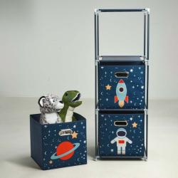 Homestyling Zásuvková skříňka dětská 3 úložné boxy modrá