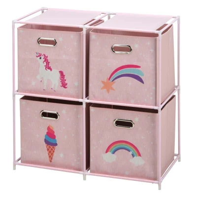 Homestyling Zásuvková skříňka dětská 4 úložné boxy růžová Homestyling Zásuvková skříňka dětská 4 úložné boxy růžová