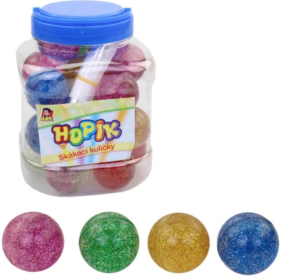 Hopík třpytivý skákací míček 45mm skákačák s glitry 4 barvy