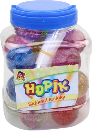 Hopík třpytivý skákací míček 45mm skákačák s glitry 4 barvy