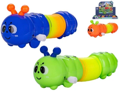 Housenka baby plazící se natahovací zvířátko 13,5-40cm na klíček 3 barvy