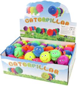 Housenka gumová elastická puffer 16cm s bodlinkami natahovací barevná