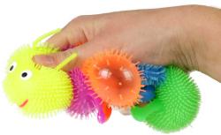 Housenka gumová elastická puffer 16cm s bodlinkami natahovací barevná