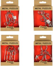 Hra hlavolam kovový puzzle skládačka 4 druhy v krabičce