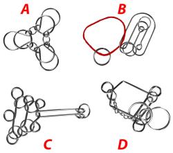Hra hlavolam kovový puzzle skládačka 4 druhy v krabičce