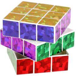 Hra Hlavolam (Rubikova) magická kostka 6,5cm metalická třpytivá 3x3x3