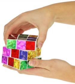 Hra Hlavolam (Rubikova) magická kostka 6,5cm metalická třpytivá 3x3x3