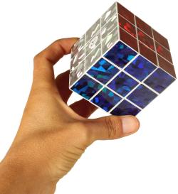 Hra Hlavolam (Rubikova) magická kostka 6,5cm metalická třpytivá 3x3x3