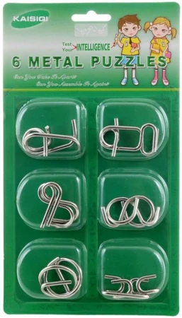 Hra hlavolamy kovové mini set 6ks na kartě