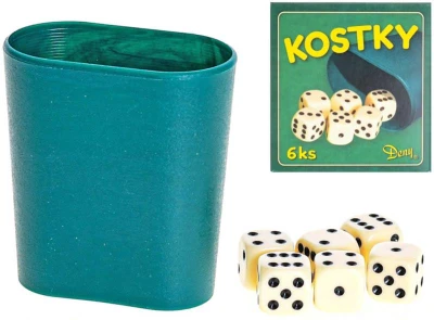 Hra Kostky hrací set 6ks s kelímkem plast v krabici Hra Kostky hrací set 6ks s kelímkem plast v krabici