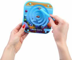 Hra kuličkový labyrint bludiště s magnetickým perem 2 barvy plast