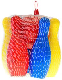 Hra Kuželky soft plastové barevné set 6ks 19cm s koulí v síťce