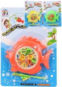 Hra malý rybář dětský rybolov 14x11cm set se 2 udicemi na natažení 3 barvy