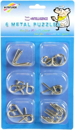 Hra mini hlavolam kovový 5cm set 6x puzzle skládačka různé druhy na kartě Hra mini hlavolam kovový 5cm set 6x puzzle skládačka různé druhy na kartě