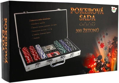Hra Poker sada 300 žetónov + karty + kocky v hliníkovom kufríku
