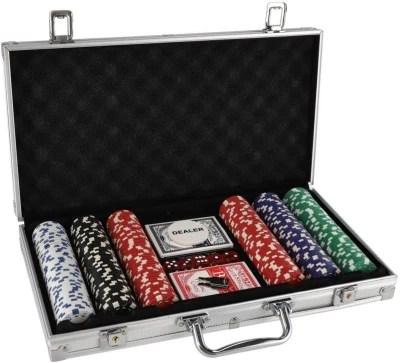 Hra Poker sada 300 žetónov + karty + kocky v hliníkovom kufríku