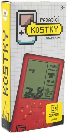 Hra retro digitálna Tetris Brick Game padajúce kocky Červená na batérie Zvuk