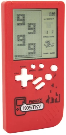 Hra retro digitálna Tetris Brick Game padajúce kocky Červená na batérie Zvuk