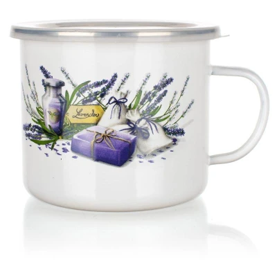 BANQUET Hrnek smalt. pr.12cm 0,9l LAVENDER + PH víko