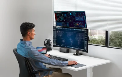 Huanuo HNDS8 černý dvojitý držák na monitory 13-32 palců