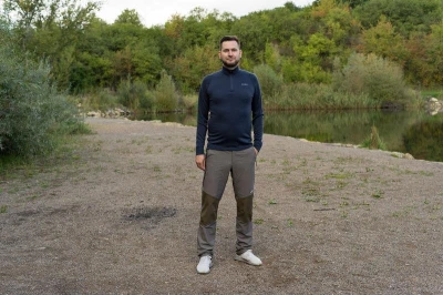 Husky Aron Zip M mustard pánská merino mikina POUZE XXL (VÝPRODEJ)