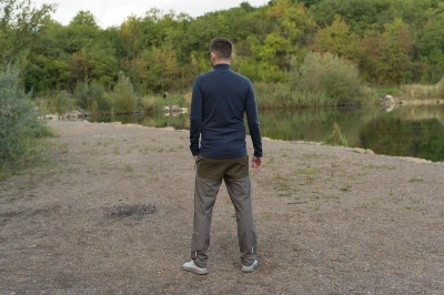 Husky Aron Zip M mustard pánská merino mikina POUZE XXL (VÝPRODEJ)