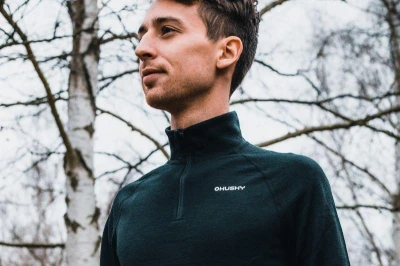 Husky Aron Zip M mustard pánská merino mikina POUZE XXL (VÝPRODEJ)