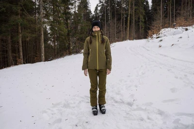 Husky Gambola L dk. khaki dámská lyžařská bunda + šátek Kilpi