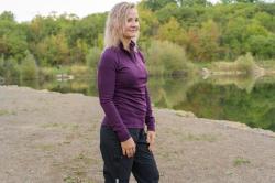 Husky Aron Zip L light orange dámská merino mikina