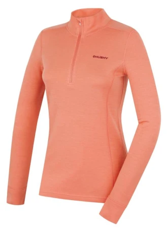 Husky Aron Zip L light orange dámská merino mikina
