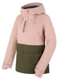 Husky Nabbi L lt. pink/khaki dámská outdoor bunda + šátek Kilpi