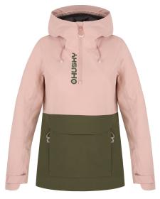 Husky Nabbi L lt. pink/khaki dámská outdoor bunda + šátek Kilpi
