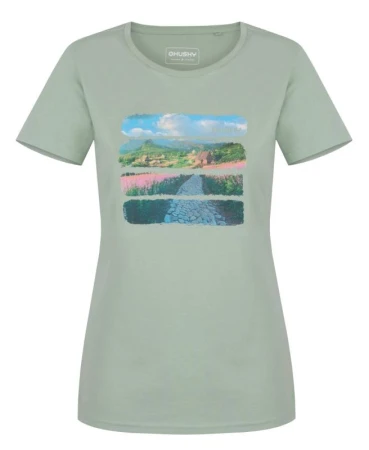 Husky Tee Flo L light green dámské bavlněné triko